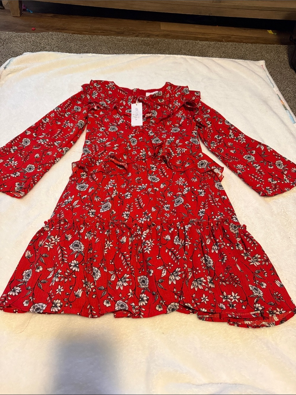 BCBGirls Red Floral Ruffle Dress - Picture 5 of 7